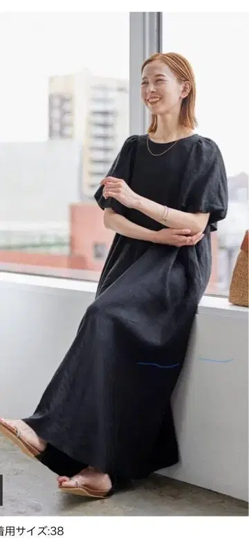 린넨 퍼프 슬리브 맥시 원피스 저널 스탠다드 36