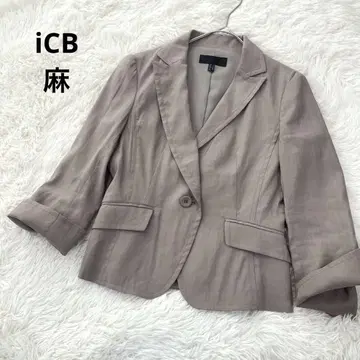 아이시비 iCB 린넨 테일러드 자켓 7부 소매 고급스러운 그레이지