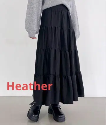 Heather 새틴 티어드 스커트 택 포함