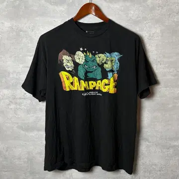 RAMPAGE 램페이지 영화 티셔츠 XL 블랙 캐릭터 프린트