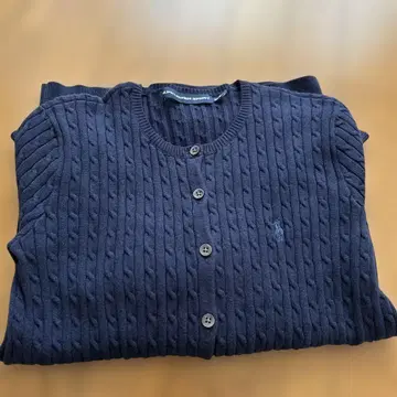 RALPH LAUREN 코튼 리브 니트 가디건 네이비