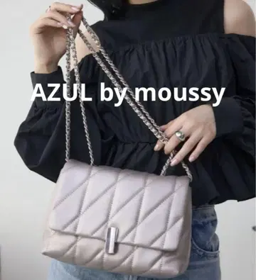 AZUL by moussy 페이크 레더 퀼팅 백 실버