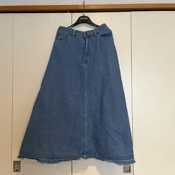 데님 프린지 롱 스커트