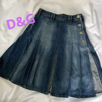D&G 데님 플리츠 스커트 슬릿 36