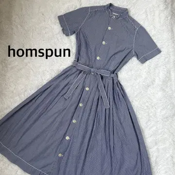 homspun 홈스펀 코튼 스트라이프 벨트 롱 원피스