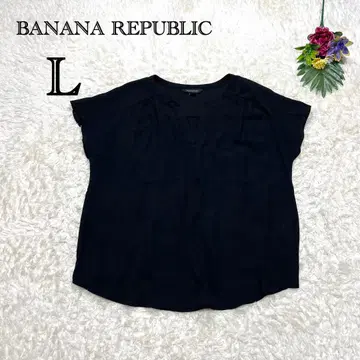 바나나리퍼블릭 프렌치 슬리브 블라우스 V넥 시스루 블랙 루즈핏 L