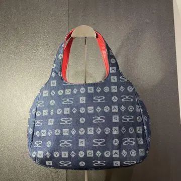 SAVOY 데님 모노그램 핸드백 네이비