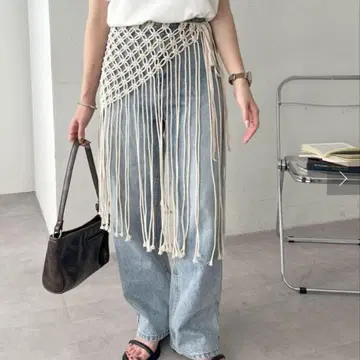 새상품 Discoat 마크라메 랩스커트