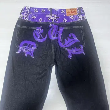 백 로고 데님 블랙 보라색