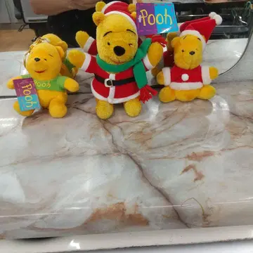 푸우 산타 코스튬 봉제 인형 3개 세트