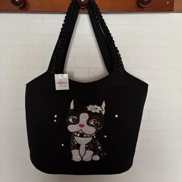 새상품 미사용 LOVELY 프렌치 불독 블랙 토트백
