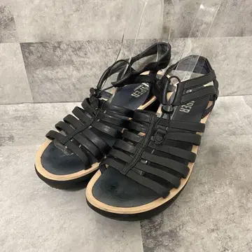 캠퍼 컴포트 샌들 웨지솔 가죽 블랙 24.5cm