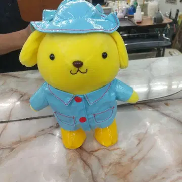 2001년 에이코 폼폼푸딩 봉제 인형 레인코트 인형뽑기 경품
