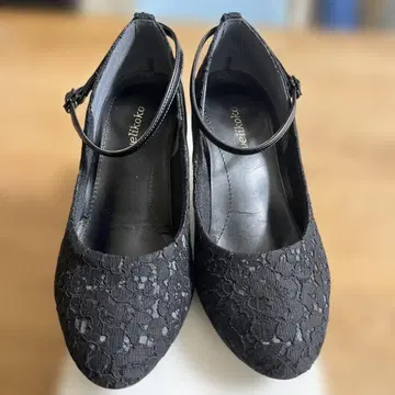 블랙 레이스 펌프스 스트랩 탈부착 3WAY 22cm
