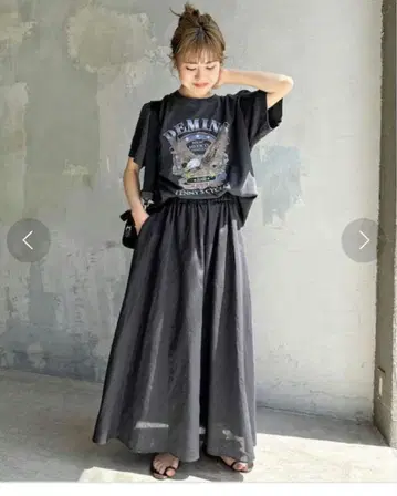 Spick & Span 린넨 혼방 개더 플레어 스커트