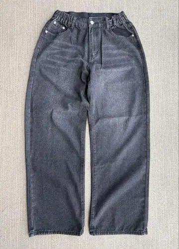 와이드 커브 데님 블랙