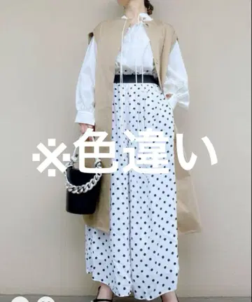 DRESSLAVE 도트 플레어 와이드 팬츠 블랙