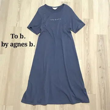 To b. by agnes b. 티셔츠 원피스 로고 자수 블루 그레이
