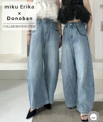 미디엄 길이 miku Erika x Donoban 와이드 데님 팬츠