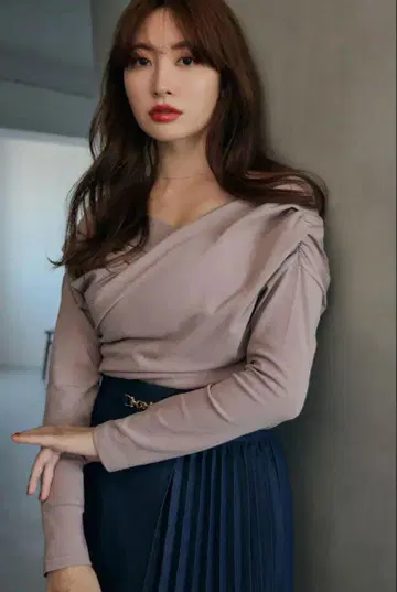비대칭 코튼 블렌드 제리 탑