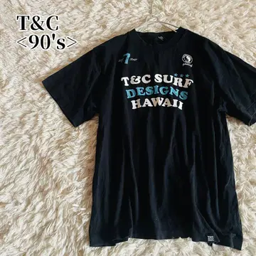 [구제 의류] 90's T&C 서핑 디자인 싱글 스티치 티셔츠 블랙