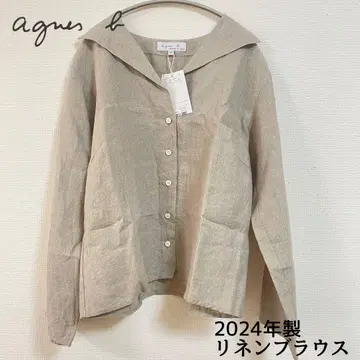 택 포함 새상품 agnes b. 2024년산 린넨 블라우스 그레이지 38