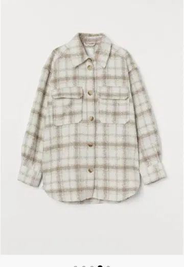 H&M 베이지 계열 체크 플란넬 셔츠 자켓