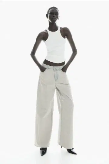 h&m 배기 레귤러 데님 폴러 빅보이 배기 데님