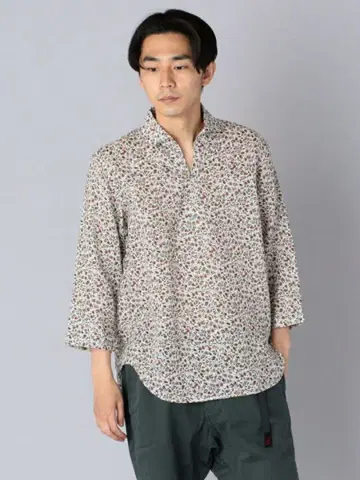 [인기 린넨 100%] SHIPS 린넨 7부 소매 셔츠 꽃무늬 풀오버 M