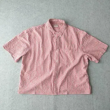 [ SALE ] 다커스 깅엄 체크 레드 숏 기장 박스 실루엣 n