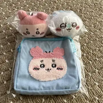 치이카와 (먼작귀) 봉제 인형 세트와 파우치