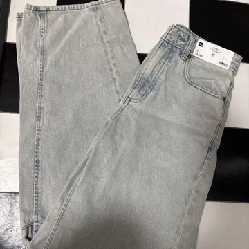 지유 배럴 레그 청바지 XS