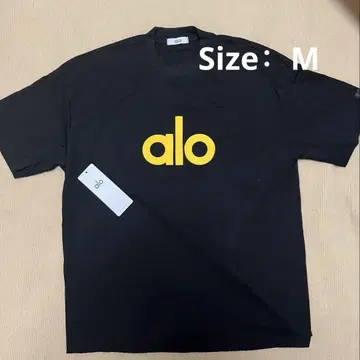 ALO YOGA 라운드 넥 숏 슬리브 티셔츠 블랙