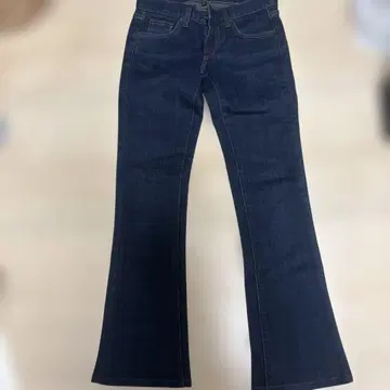 폴로 자수 다크 블루 부츠 컷 데님