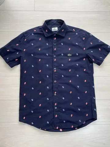 LACOSTE 네이비 반팔 셔츠 사이즈 3