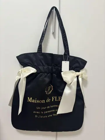 Maison de FLEUR 11주년 더블 리본 토트백 블랙