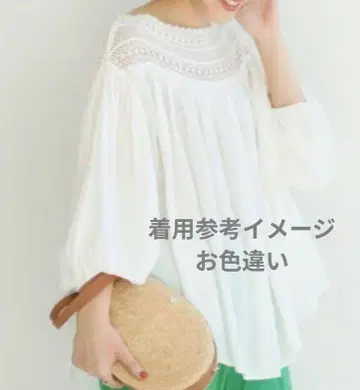 Spick & Span 레이온 레이스 블라우스 개더 블랙