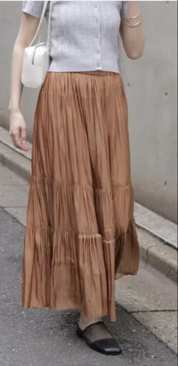 샤이니 티어드 스커트 S 베이지