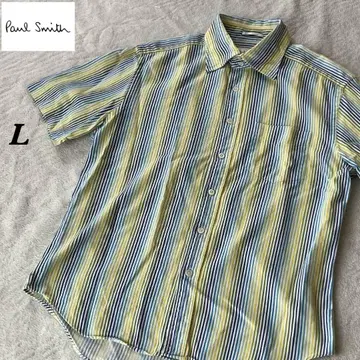 Paul Smith LONDON 레인보우 스트라이프 반팔 셔츠 L 일본제