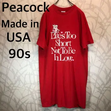 Peacock 피콕 90s 티셔츠 원피스 레드 빅 사이즈 N