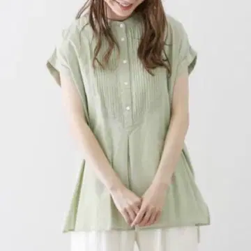 새상품 써니라벨 에어리 코튼 핀턱 드레스 셔츠 민트