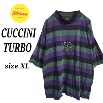CUCCINI TURBO 보더 티셔츠 자수 한국제 모크넥 XL
