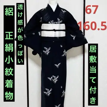 [ 순수 실크 명주 ] 블랙 베이스에 패랭이꽃 무늬 코몬 기모노 ()
