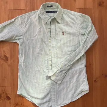 랄프 로렌 RALPH LAUREN 연한 녹색 스트라이프 긴팔 셔츠