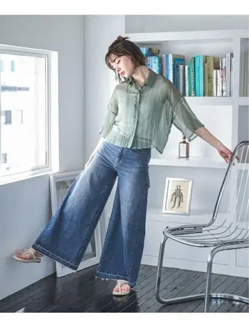 [JEANASIS 그린 5부 소매 셔츠]