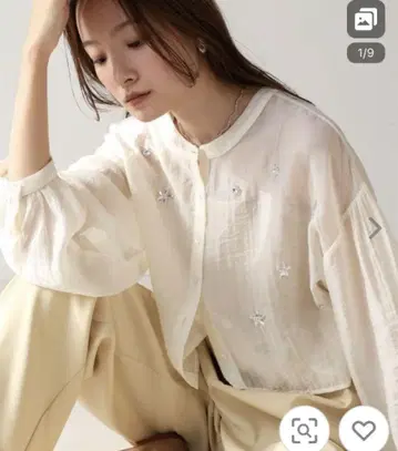 BAB 비쥬 시어 숏 블라우스