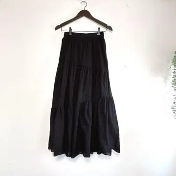 PAGEBOY 스커트 블랙 롱 스커트 플레어 스커트 심플