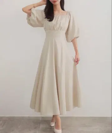 CENEA 2way 린넨 혼방 플레어 원피스 내추럴 X-LARGE XL