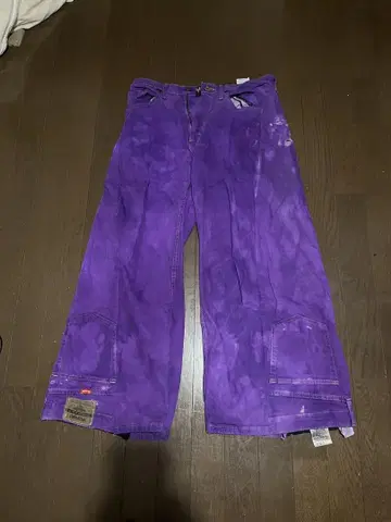 Wrangler 보라색 청바지 리메이크 데미지 가공