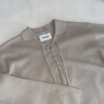 nemne store 레이스업 스키퍼 니트 아이보리